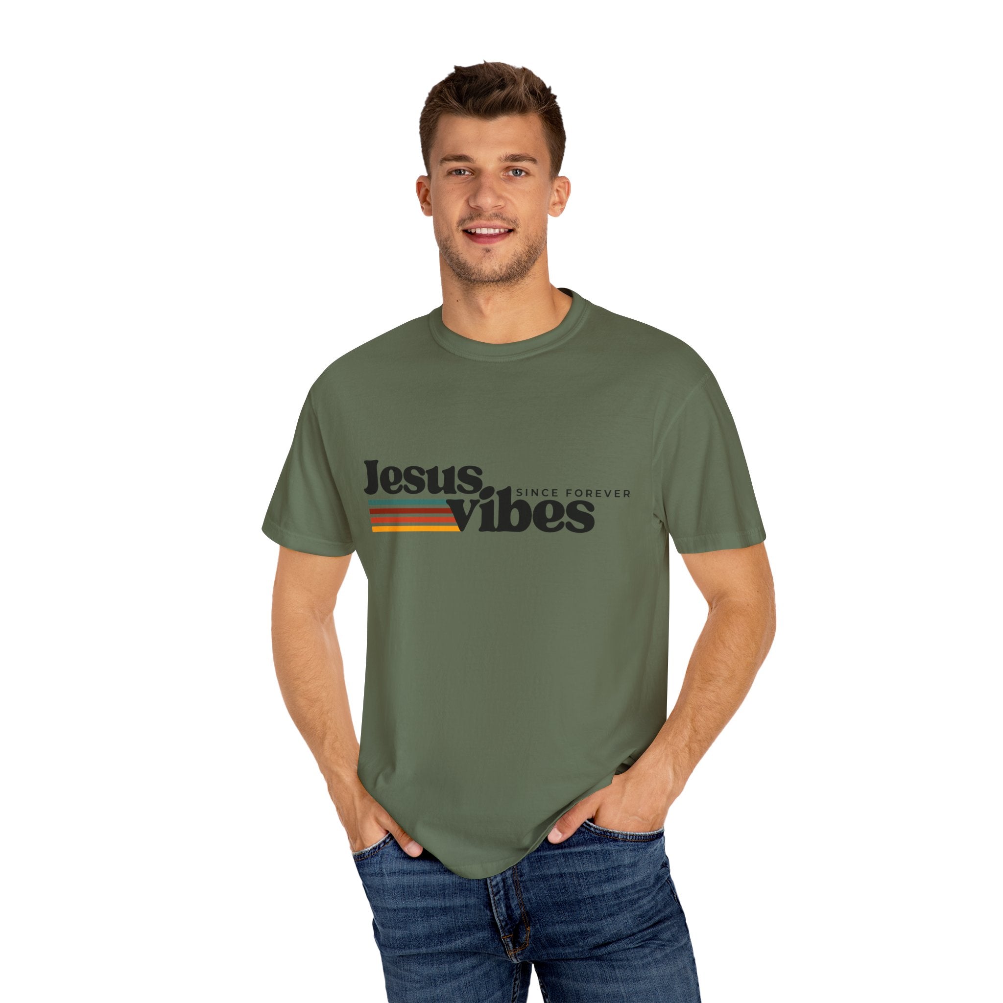 Jesus Vibes Unisex Garment-Dyed T-shirt, Christian Tshirts, Christian Merchandise, Gifts for Church, Gifts for Christmas, Gifts for Birthdays, Christian Apparel