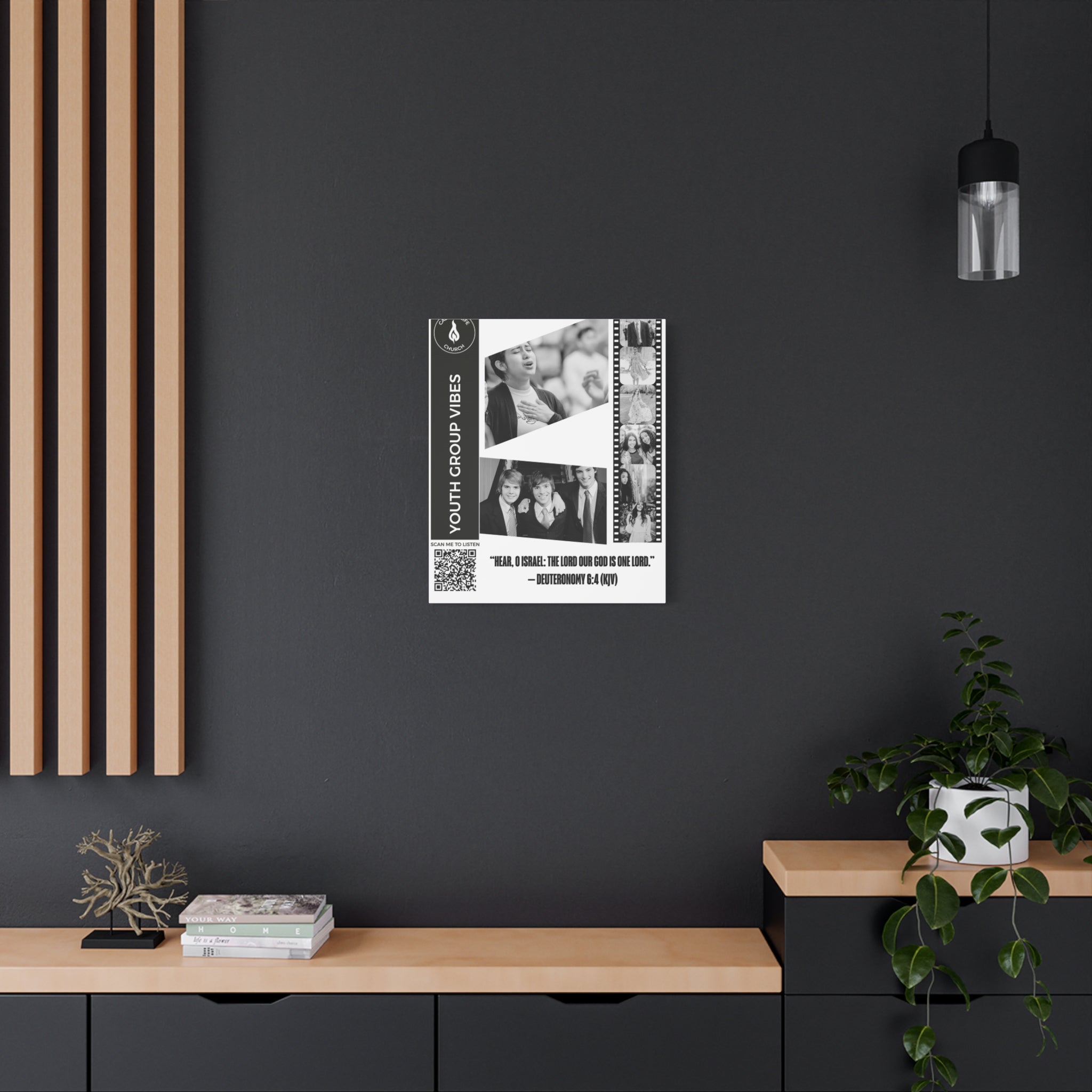 Youth Group Photo Canvas Wall Art w/Personalized Spotify Song Link, Multiple Sizes, Friend Gift, Home Decor, Personalized Art, Modern Wall Decor, Gallery Style Print