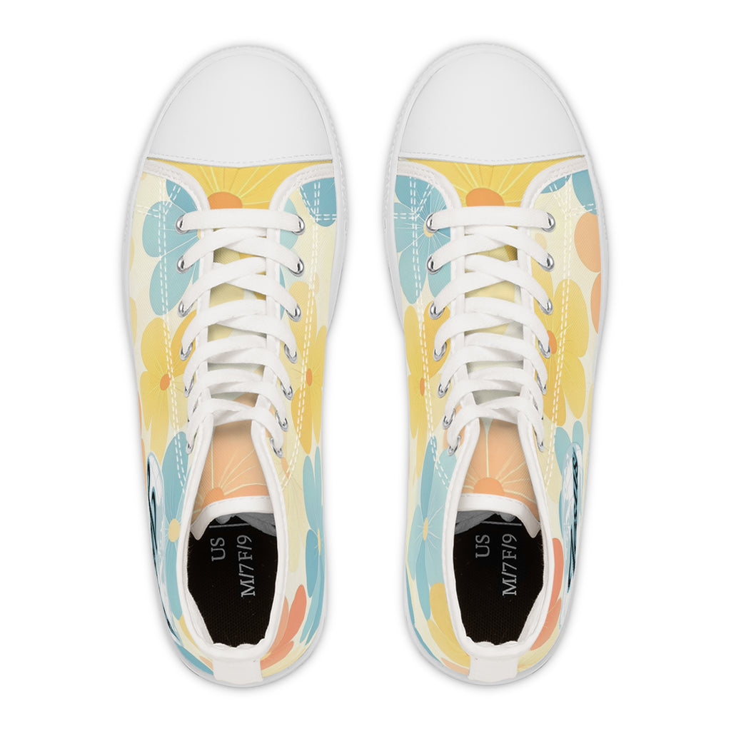 Women's High Top Sneakers — Flower Pattern 'Jesus' Design