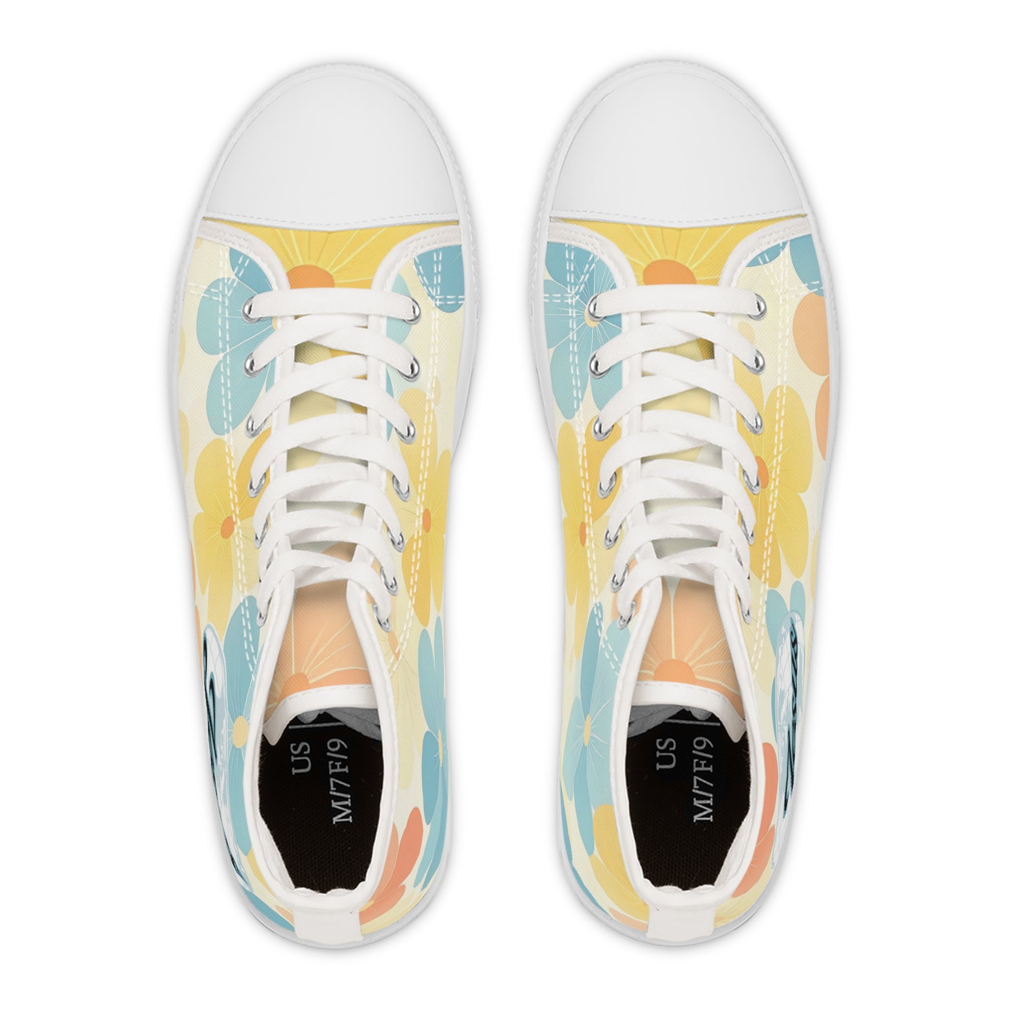 Women's High Top Sneakers — Flower Pattern 'Jesus' Design