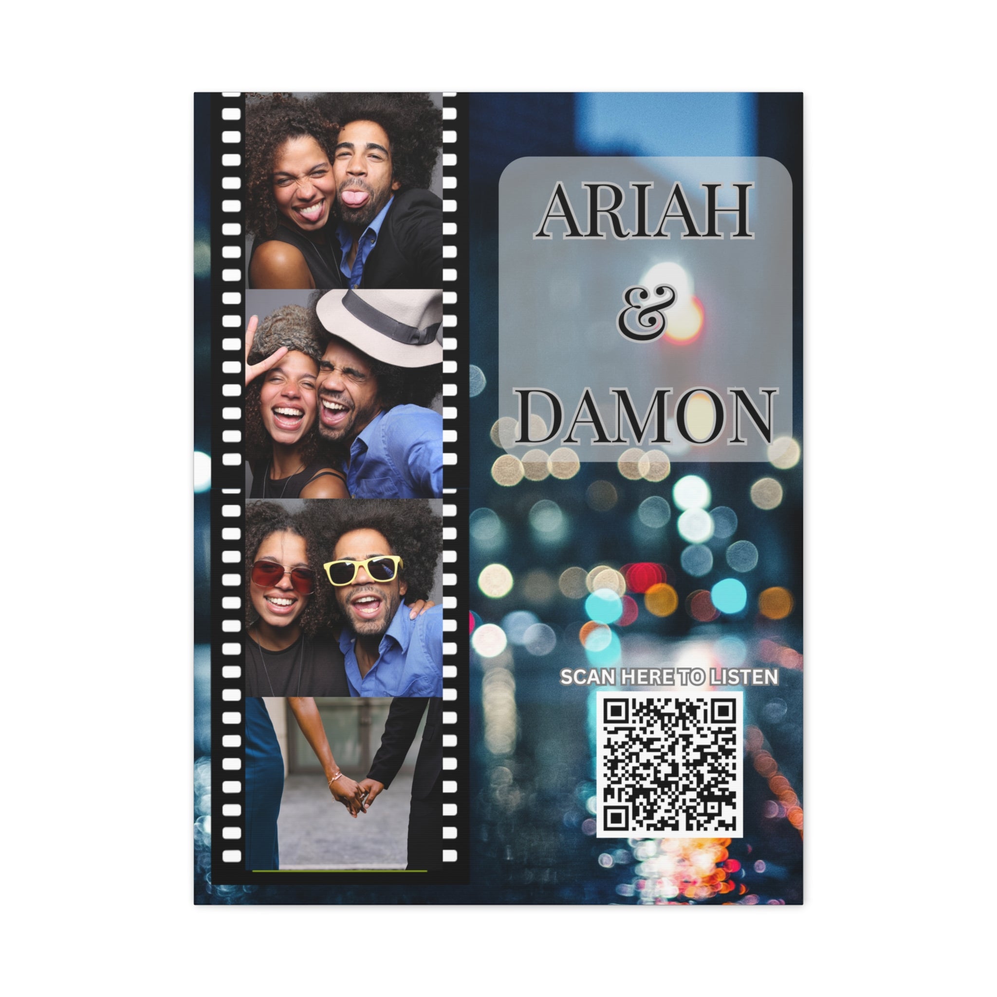 Couples City View Photo Canvas Wall Art w/Personalized Spotify Song Link, Multiple Sizes, Friend Gift, Home Decor, Personalized Art, Modern Wall Decor, Gallery Style Print