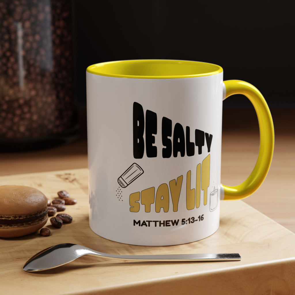 🔥 Be Salty Stay Lit Mug – Matthew 5:13–16 Edition – Retro Faith Edition, (11oz, 15oz) Christian Gifts, Christmas Gifts, Birthday Gifts, Gifts for Her, Gifts for Him, Gifts for Ministry, Retro Coffee Mugs