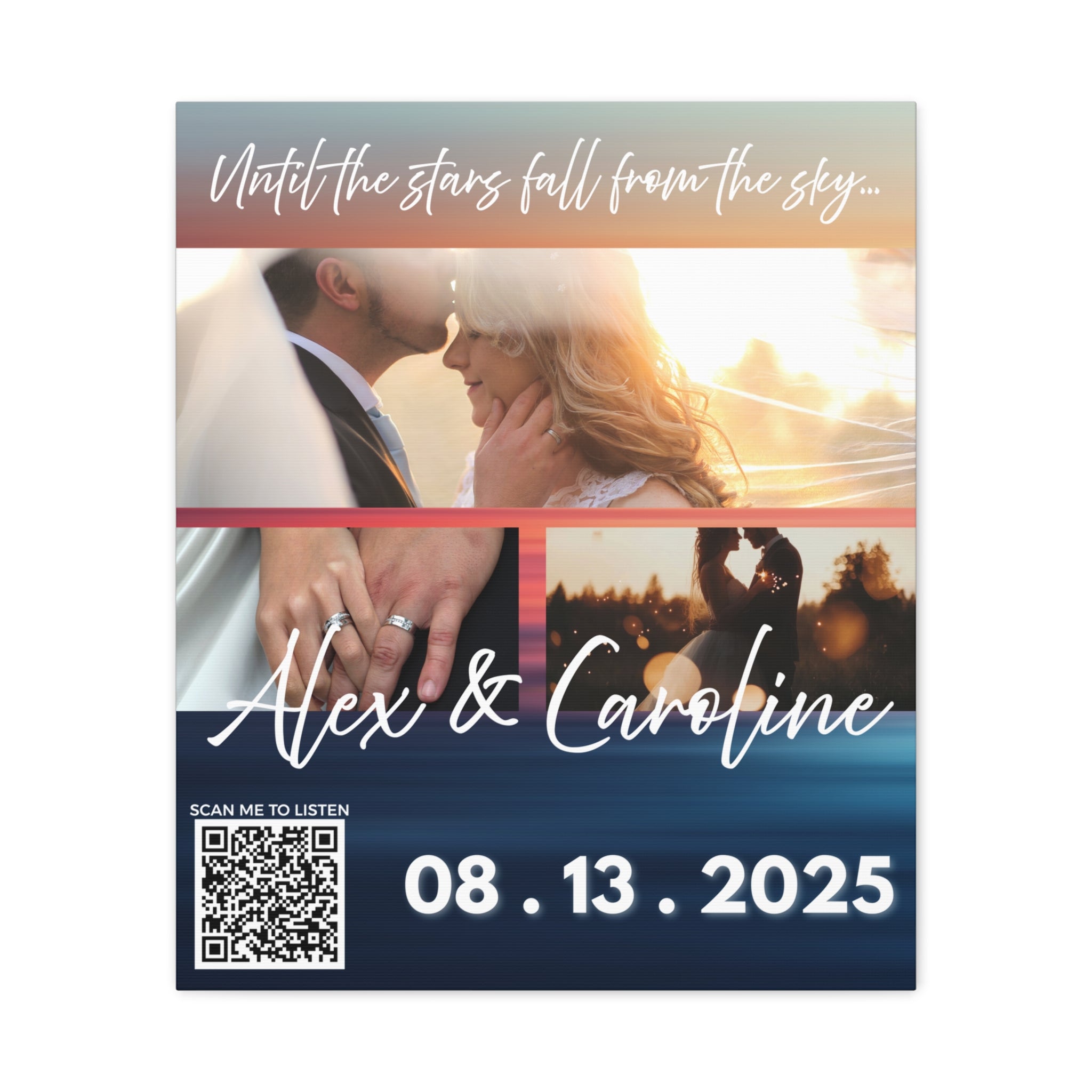 Ocean Wedding Photo Canvas Wall Art w/Personalized Spotify Song Link, Multiple Sizes, Friend Gift, Home Decor, Personalized Art, Modern Wall Decor, Gallery Style Print