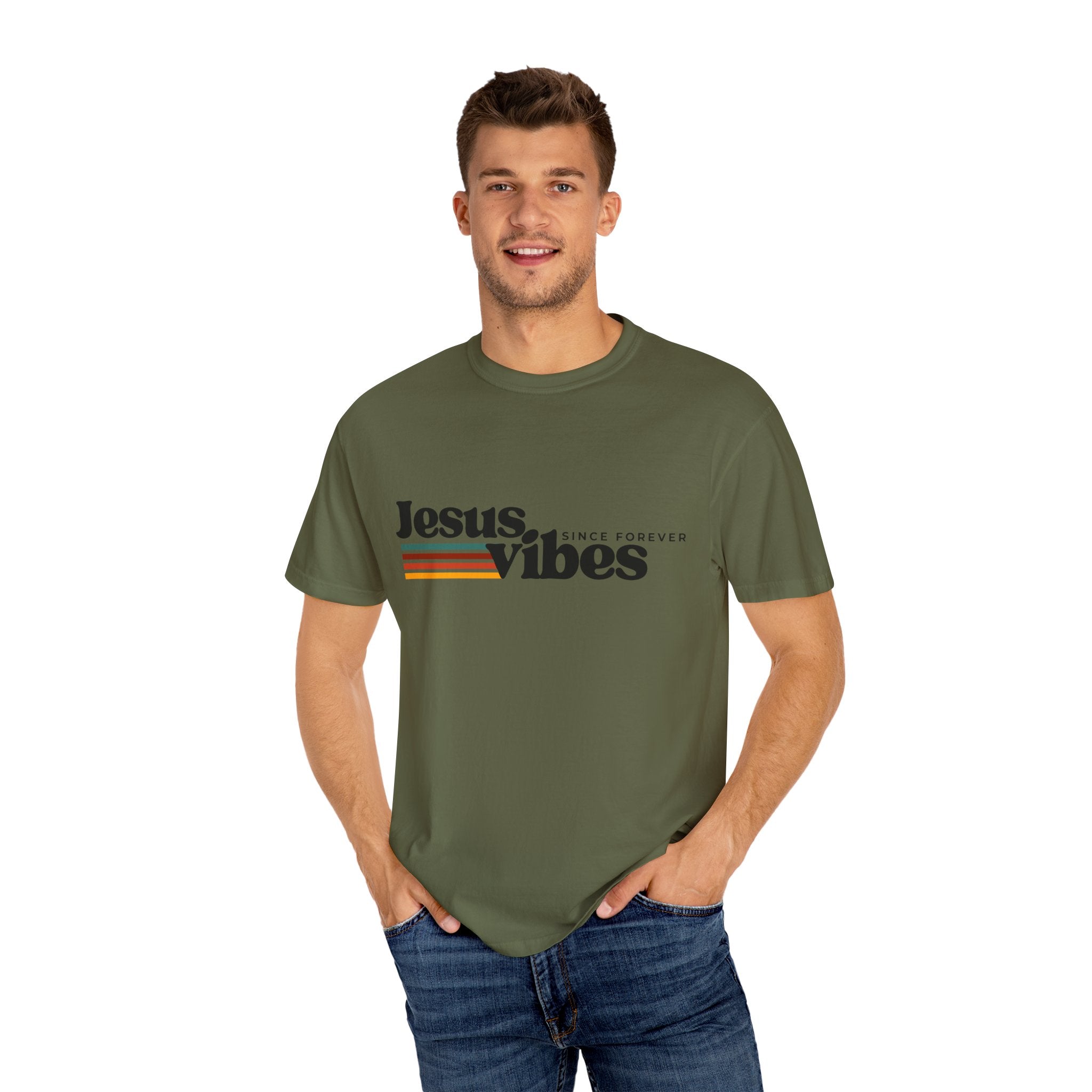 Jesus Vibes Unisex Garment-Dyed T-shirt, Christian Tshirts, Christian Merchandise, Gifts for Church, Gifts for Christmas, Gifts for Birthdays, Christian Apparel