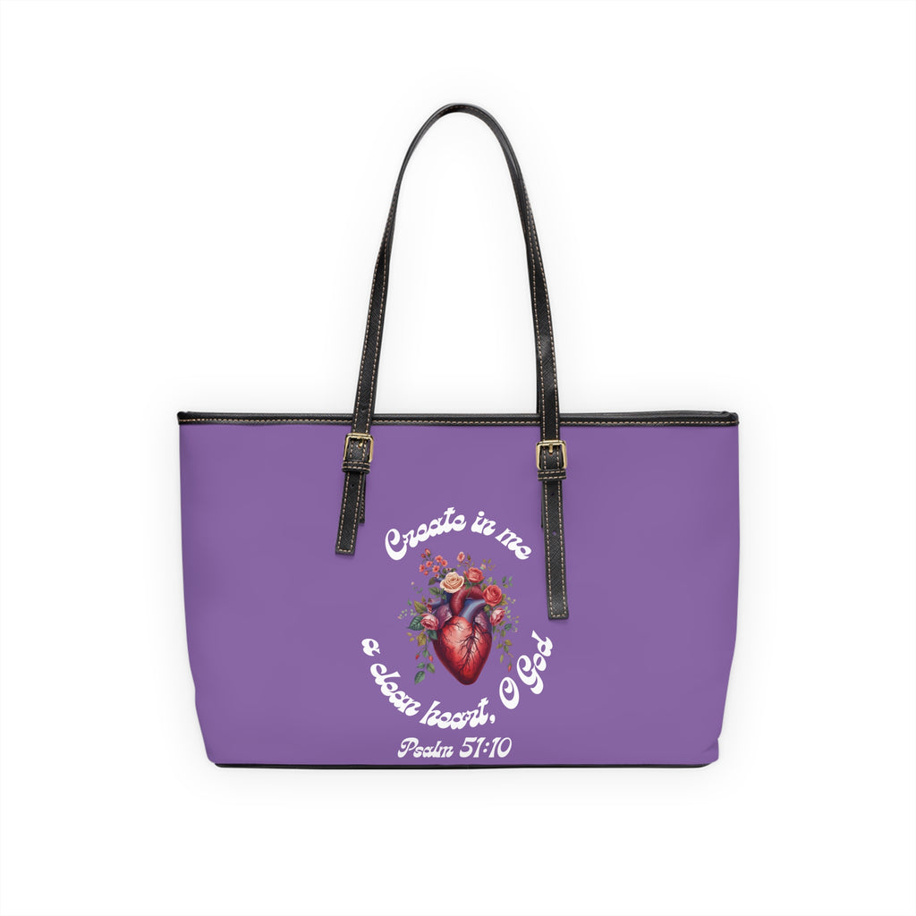 Create In Me A Clean Heart Handbag - PU Leather Shoulder Bag with Psalm 51:10