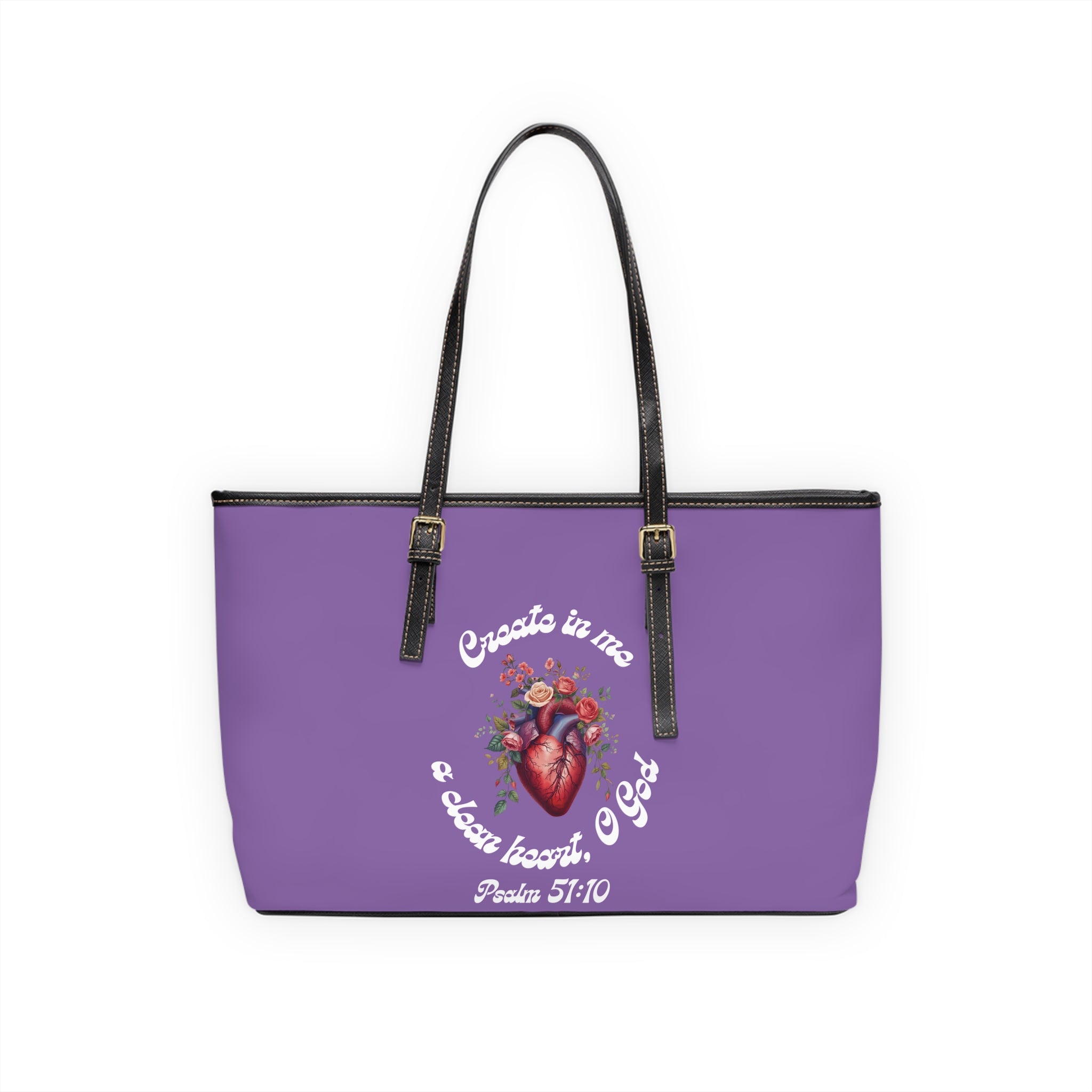Create In Me A Clean Heart Handbag - PU Leather Shoulder Bag with Psalm 51:10