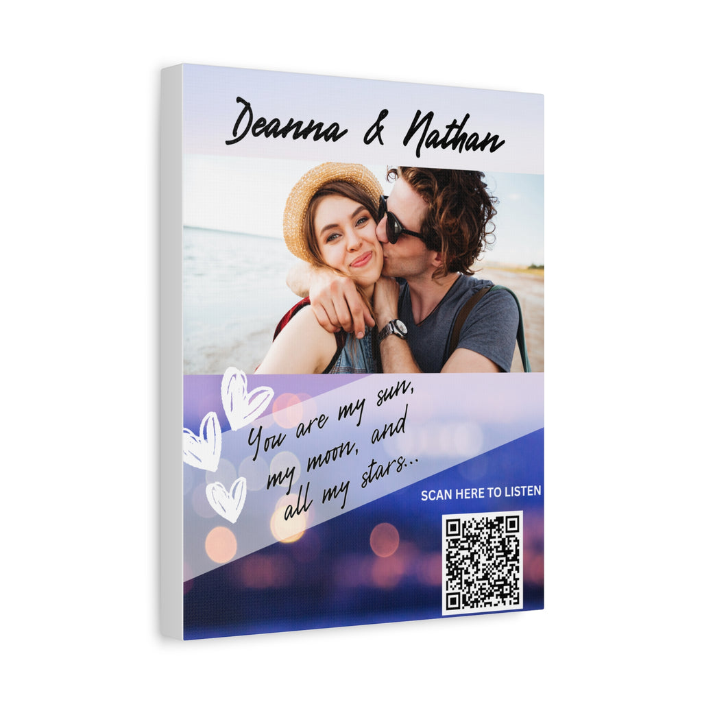 Couples Hearts Photo Canvas Wall Art w/Personalized Spotify Song Link, Multiple Sizes, Friend Gift, Home Decor, Personalized Art, Modern Wall Decor, Gallery Style Print