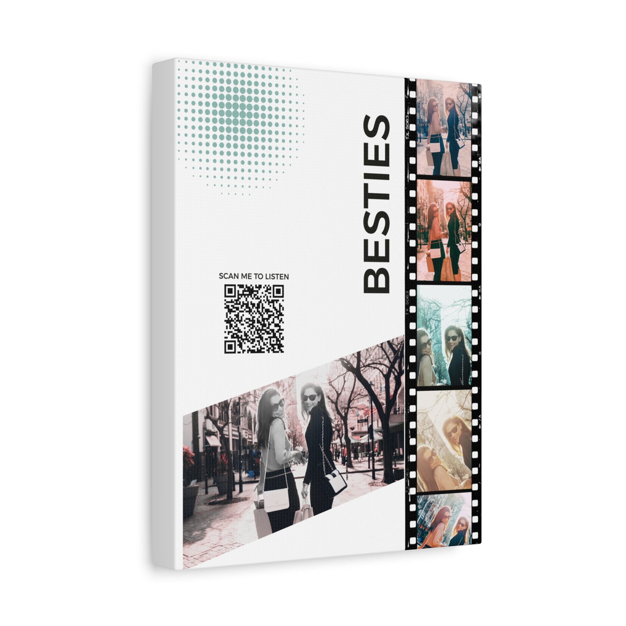 Besties Color Photo Canvas Wall Art w/Personalized Spotify Song Link 20x24, Friend Gift, Home Decor, Personalized Art, Modern Wall Decor, Gallery Style Print