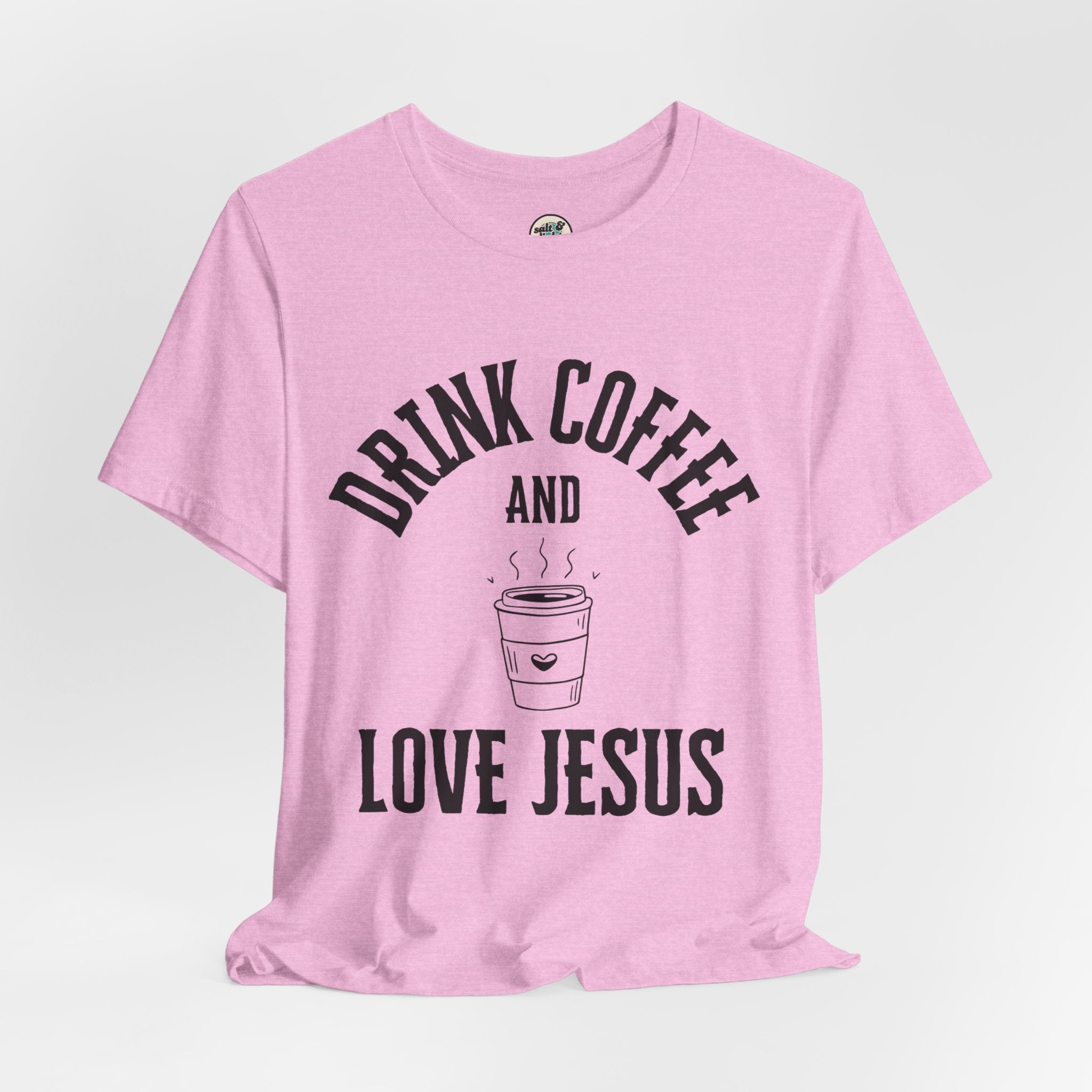 Drink Coffee Love Jesus Tee, Perfect for Gift, Casual Wear, Christian Clothing, Gifts for Ministry, Christmas Gifts, Birthday Gifts, Gifts for Her, Gifts for Friends