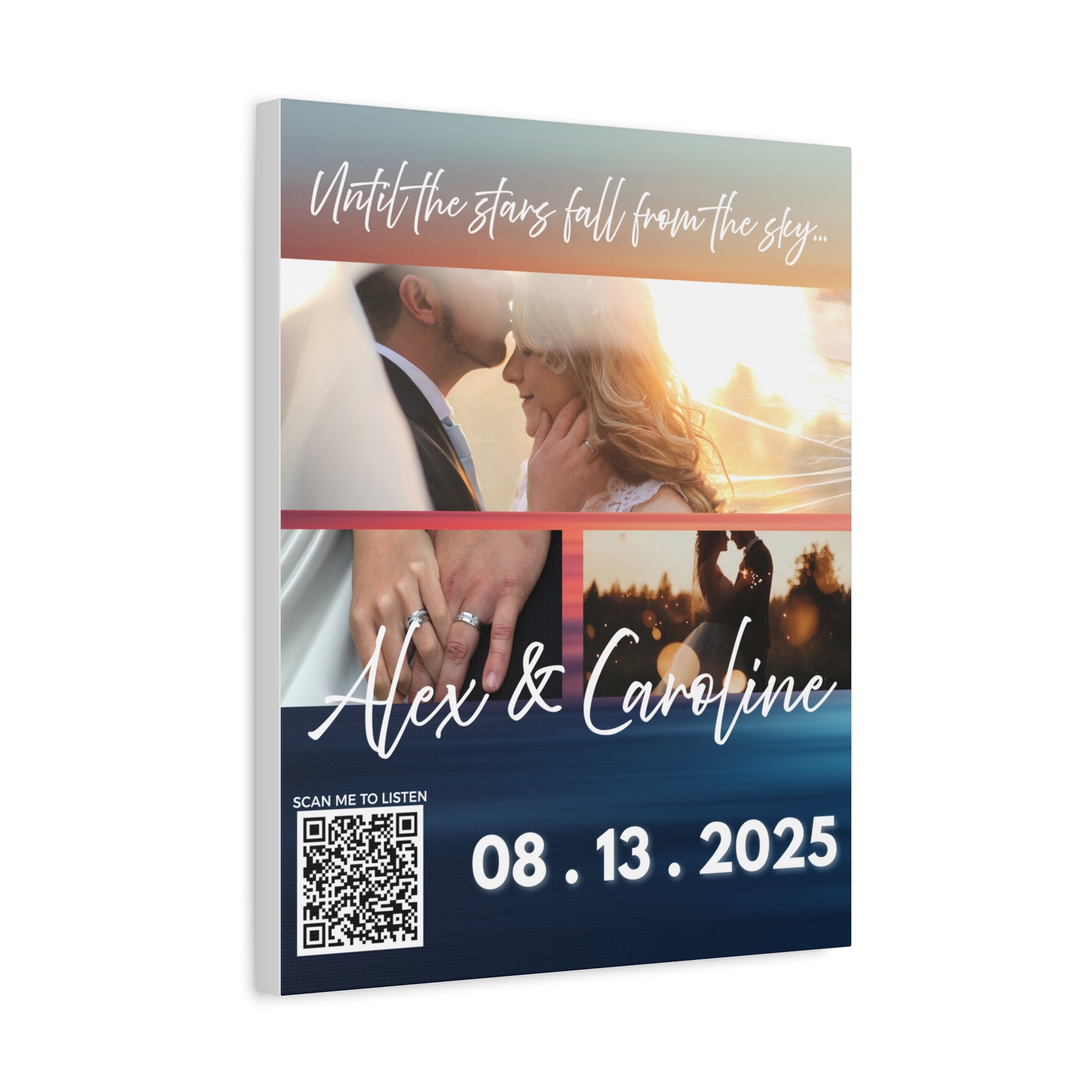 Ocean Wedding Photo Canvas Wall Art w/Personalized Spotify Song Link, Multiple Sizes, Friend Gift, Home Decor, Personalized Art, Modern Wall Decor, Gallery Style Print