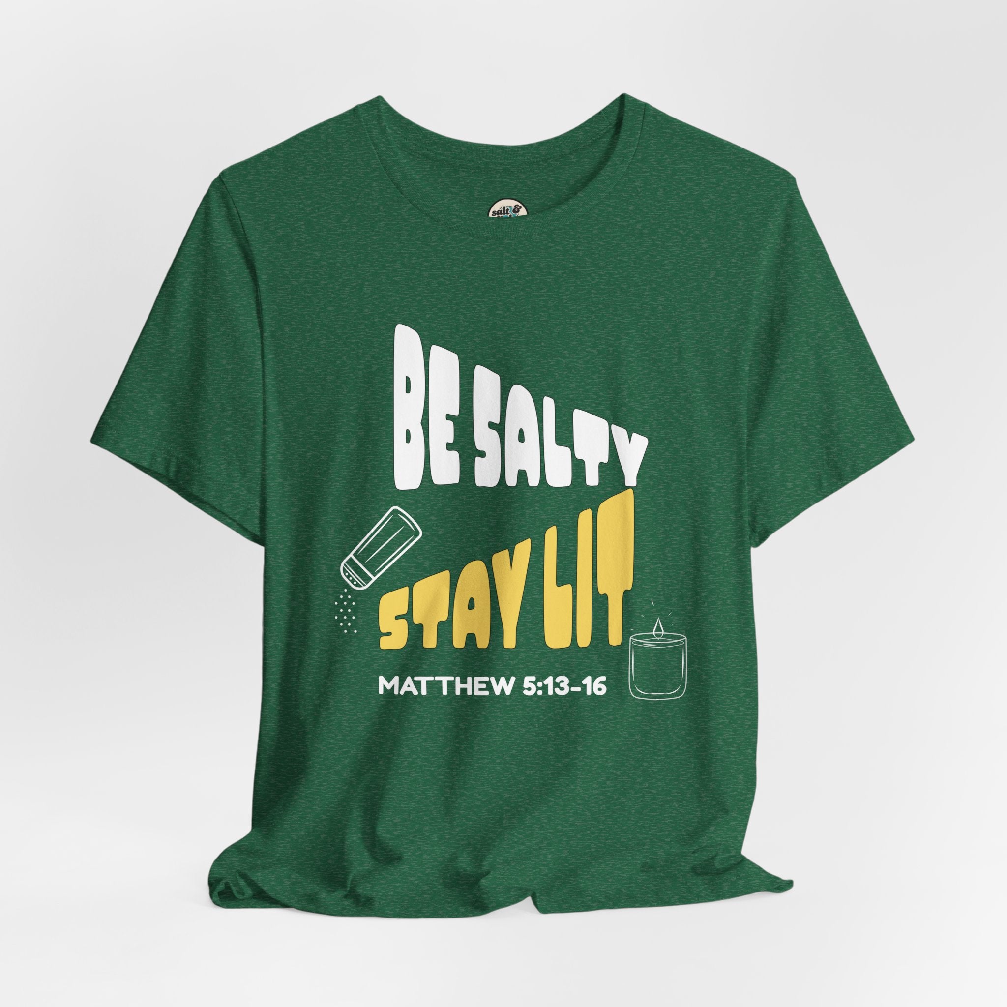 Be Salty Stay Lit Tee, Perfect for Gift, Casual Wear, Christian Clothing, Gifts for Ministry, Christmas Gifts, Birthday Gifts, Gifts for Her, Gifts for Friends